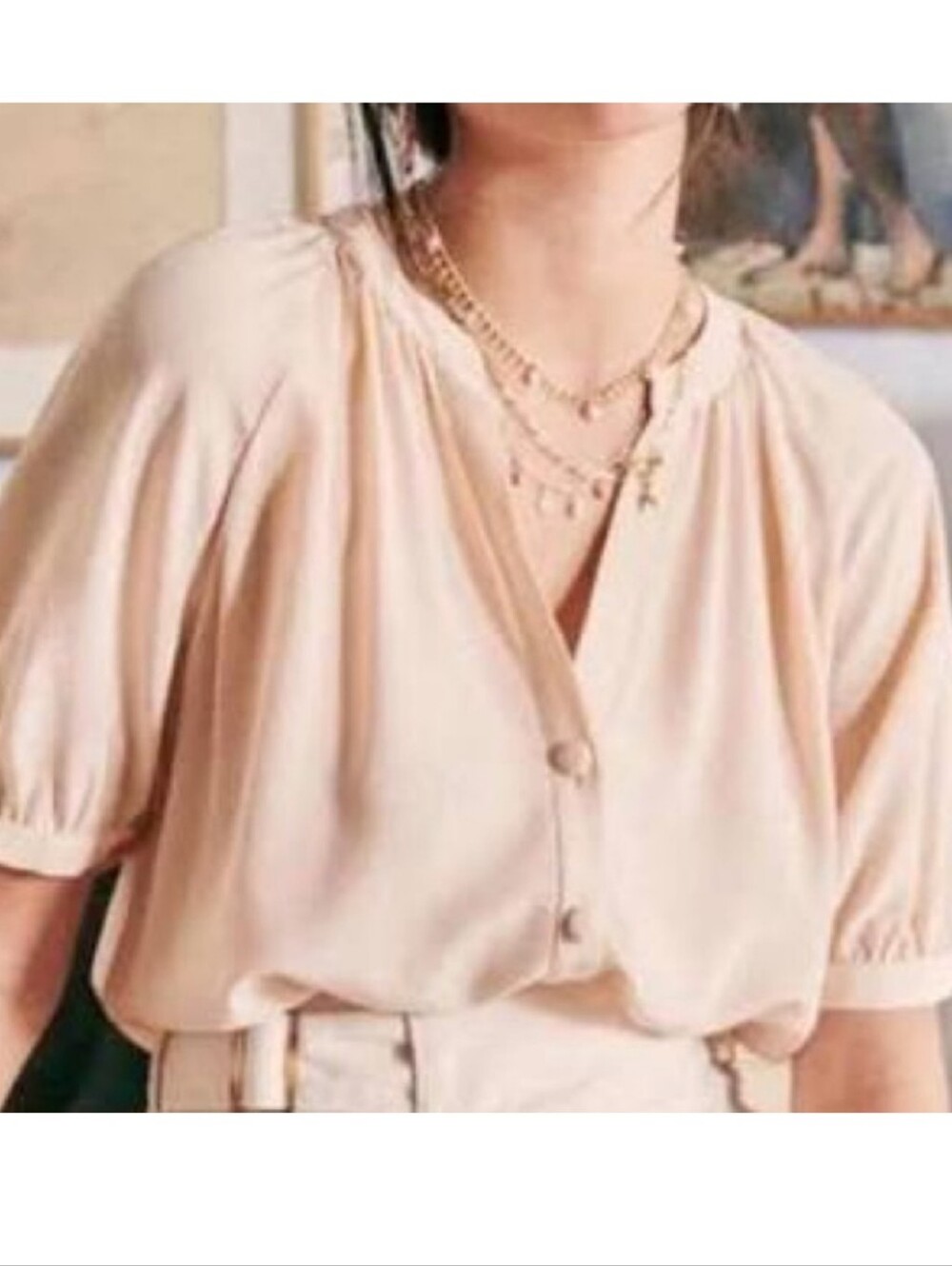 New Sezane Lennie Blouse Nude 10